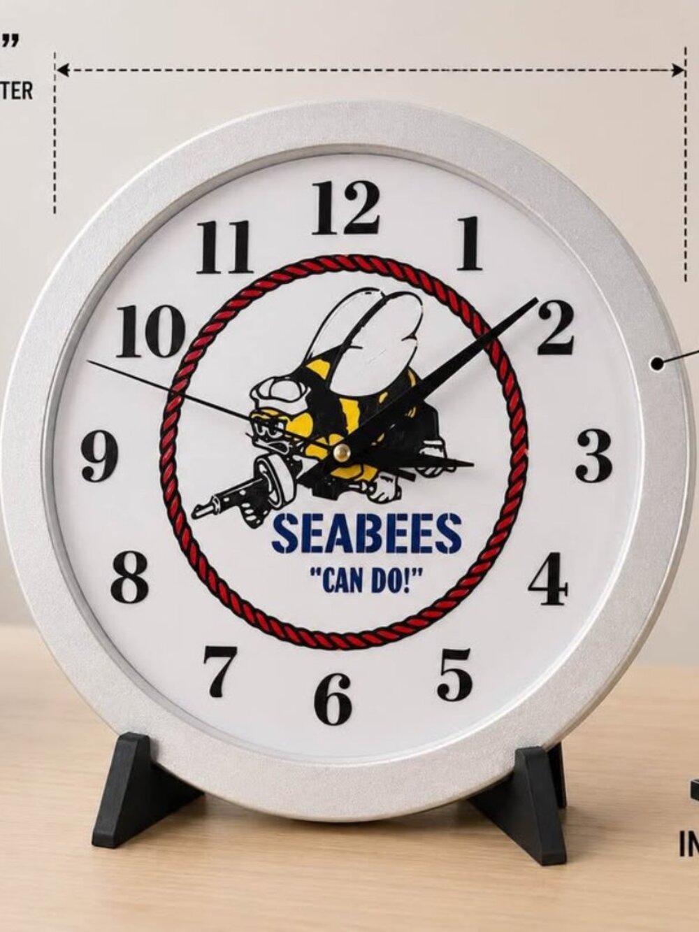 United States Navy SeeBees 10" Round 3D Printed Retro Wall/stand Hanging 1" Thic